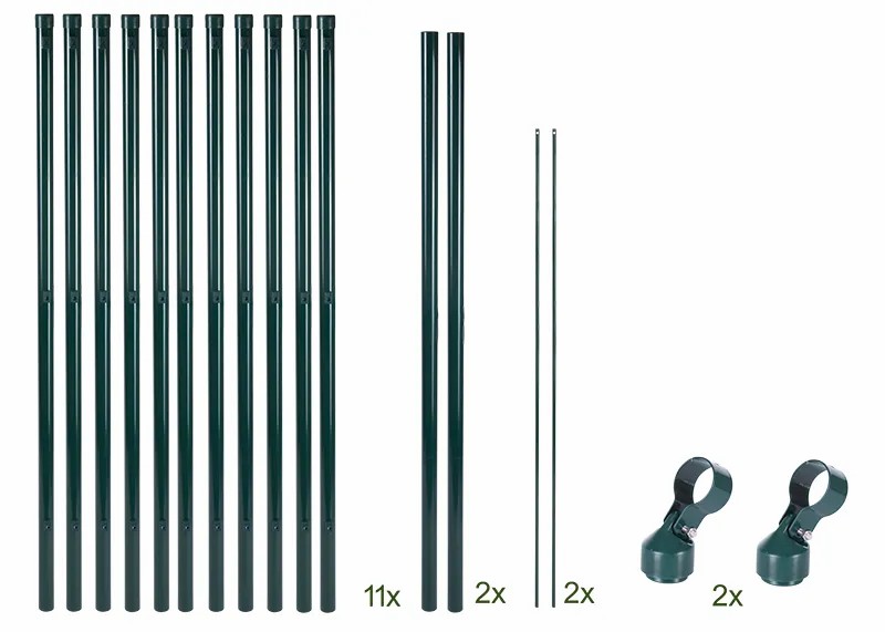 garmix-set-palen-105cm-voor-gaas-11-stuks Zaunpfostenset Metall 105cm Grün 11 Stück