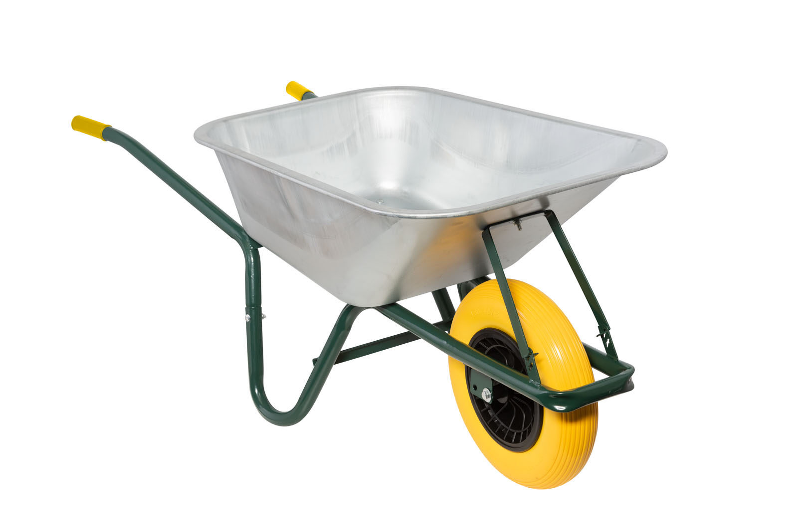 Kruiwagen-6-anti-lek-gele-handvaten Schubkarre mit Pannenschutzreifen 100l 250kg
